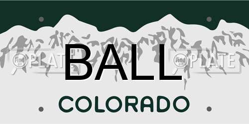 BALL Colorado License Plate