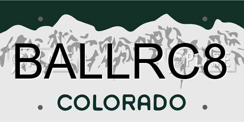 BALLRC8 Colorado License Plate