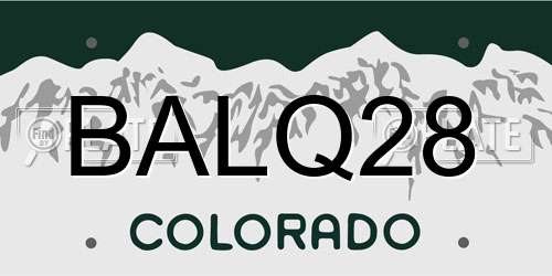 BALQ28 Colorado License Plate