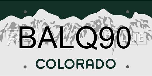 BALQ90 Colorado License Plate