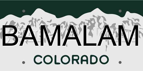 BAMALAM Colorado License Plate