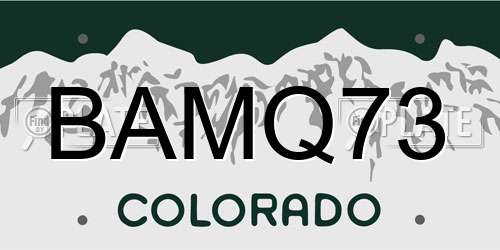 BAMQ73 Colorado License Plate