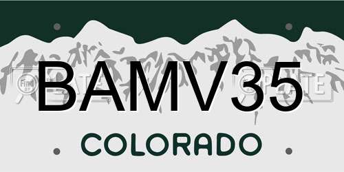 BAMV35 Colorado License Plate