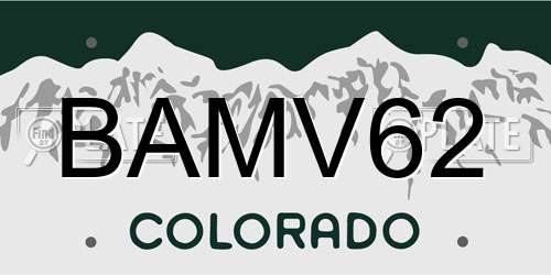 BAMV62 Colorado License Plate