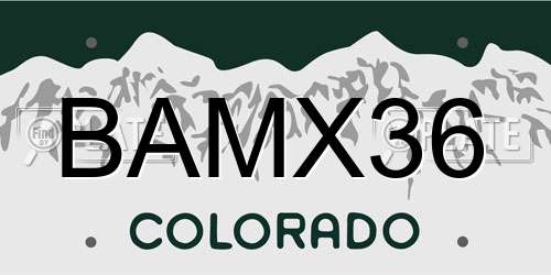 BAMX36 Colorado License Plate