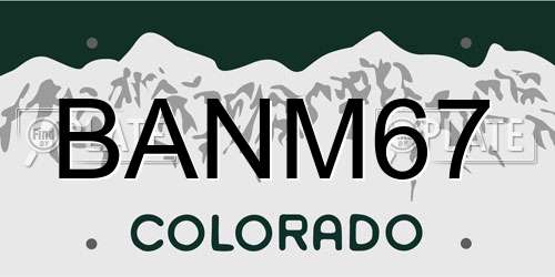 BANM67 Colorado License Plate