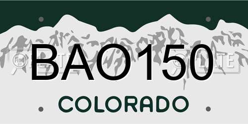 BAO150 Colorado License Plate