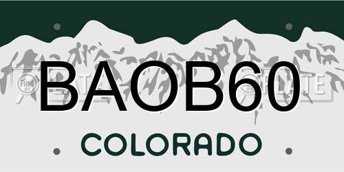 BAOB60 Colorado License Plate