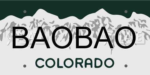 BAOBAO Colorado License Plate