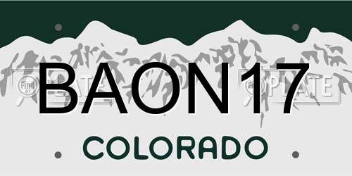 BAON17 Colorado License Plate