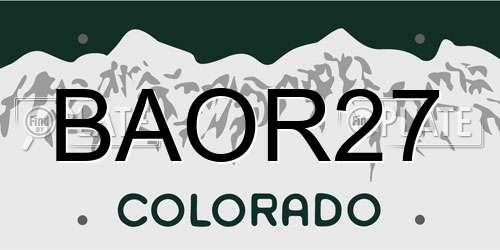 BAOR27 Colorado License Plate