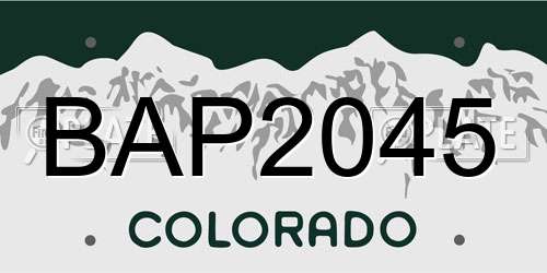 BAP2045 Colorado License Plate