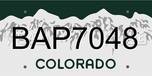 BAP7048 Colorado License Plate