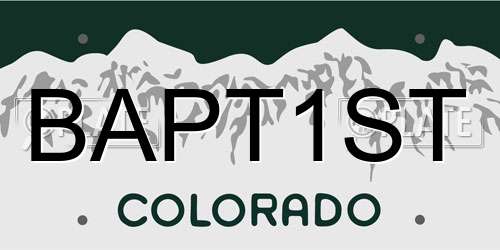 BAPT1ST Colorado License Plate