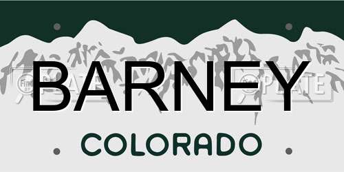 BARNEY Colorado License Plate