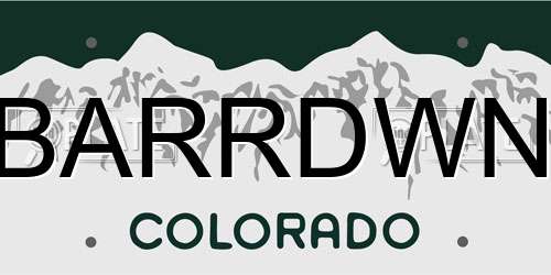 BARRDWN Colorado License Plate