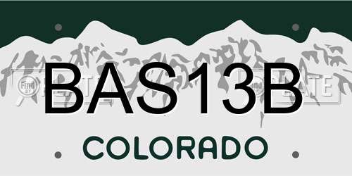 BAS13B Colorado License Plate
