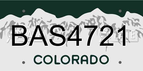 BAS4721 Colorado License Plate