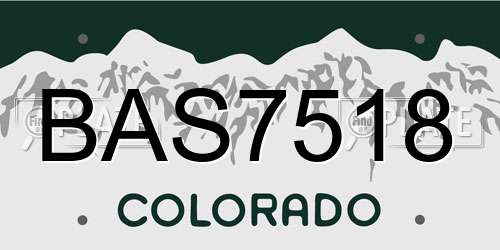 BAS7518 Colorado License Plate