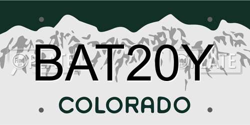 BAT20Y Colorado License Plate