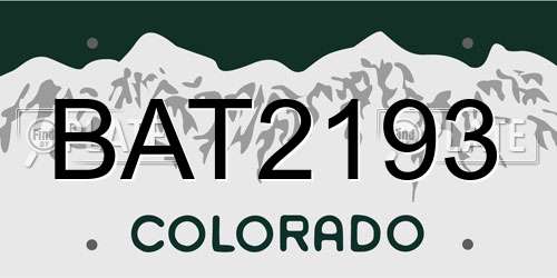 BAT2193 Colorado License Plate