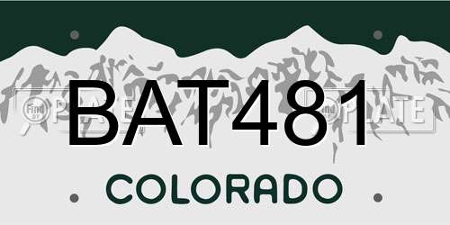 BAT481 Colorado License Plate