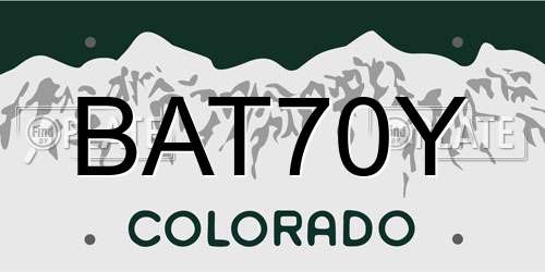 BAT70Y Colorado License Plate