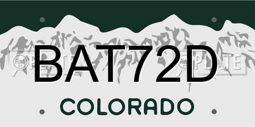 BAT72D Colorado License Plate