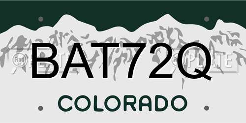 BAT72Q Colorado License Plate