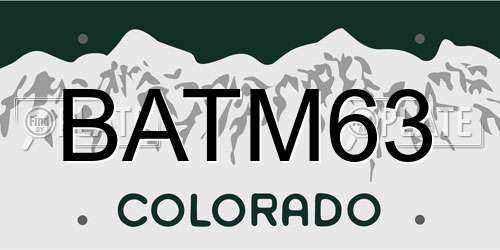 BATM63 Colorado License Plate