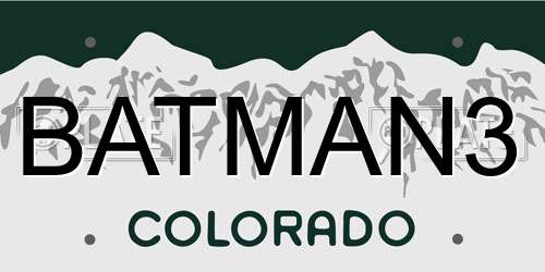 BATMAN3 Colorado License Plate