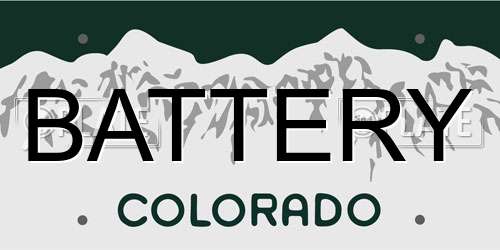 BATTERY Colorado License Plate