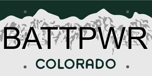 BATTPWR Colorado License Plate