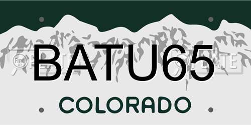 BATU65 Colorado License Plate