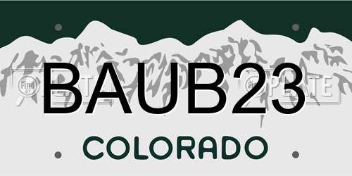 BAUB23 Colorado License Plate