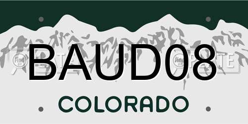 BAUD08 Colorado License Plate