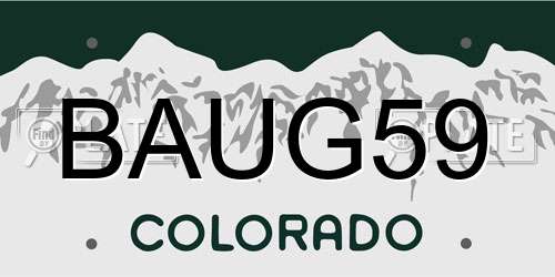 BAUG59 Colorado License Plate