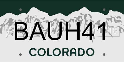 BAUH41 Colorado License Plate