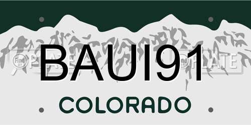 BAUI91 Colorado License Plate