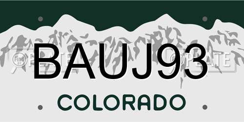 BAUJ93 Colorado License Plate