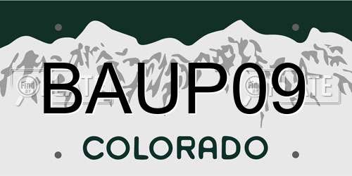 BAUP09 Colorado License Plate