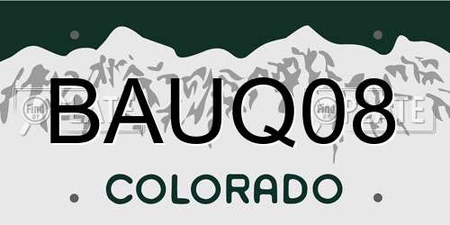 BAUQ08 Colorado License Plate