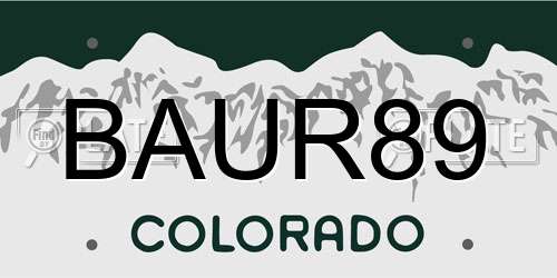 BAUR89 Colorado License Plate