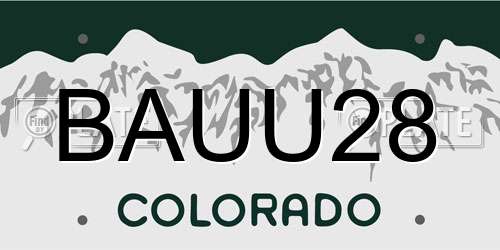 BAUU28 Colorado License Plate