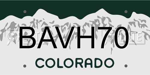 BAVH70 Colorado License Plate