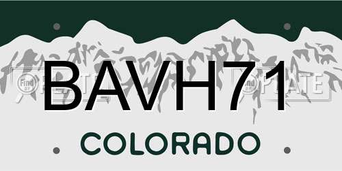 BAVH71 Colorado License Plate