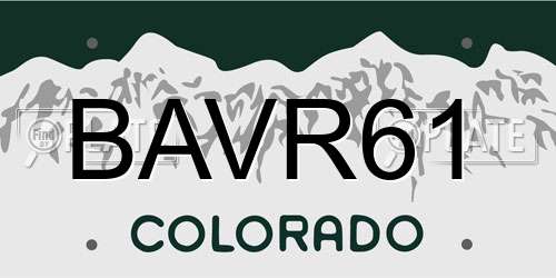 BAVR61 Colorado License Plate