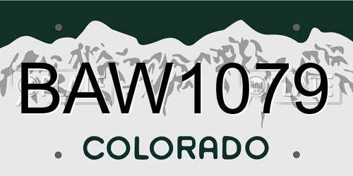 BAW1079 Colorado License Plate