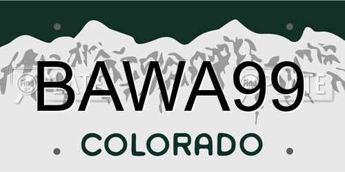 BAWA99 Colorado License Plate