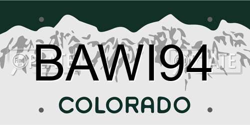 BAWI94 Colorado License Plate